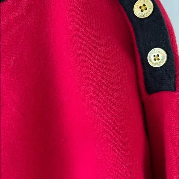 Lauren Ralph Lauren Red Pullover Boat Neck Button Accent Sweater Size Large EUC - Picture 7 of 8